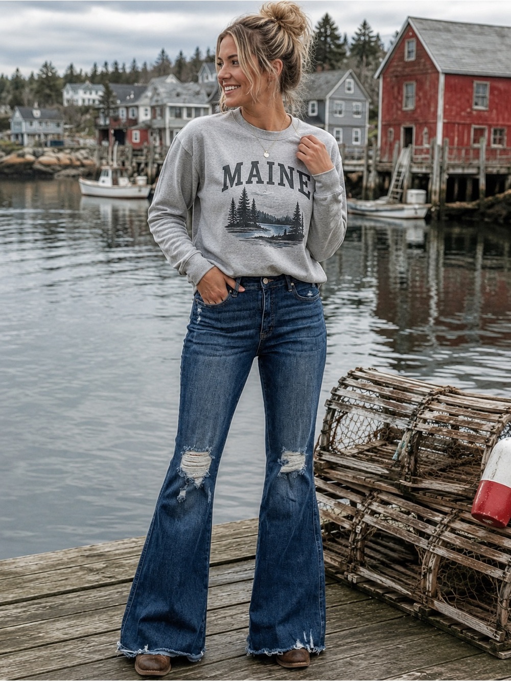 Judy Blue Dark Blue Distressed Flare Jeans